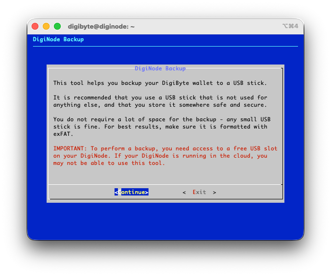 DigiNode Backup: back up your DigiByte wallet to a USB stick