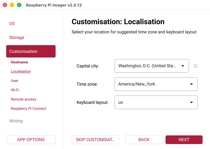 Raspberry Pi Imager: localisation (macOS)