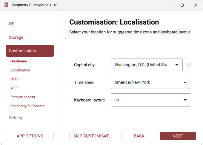 Raspberry Pi Imager: localisation (Windows)