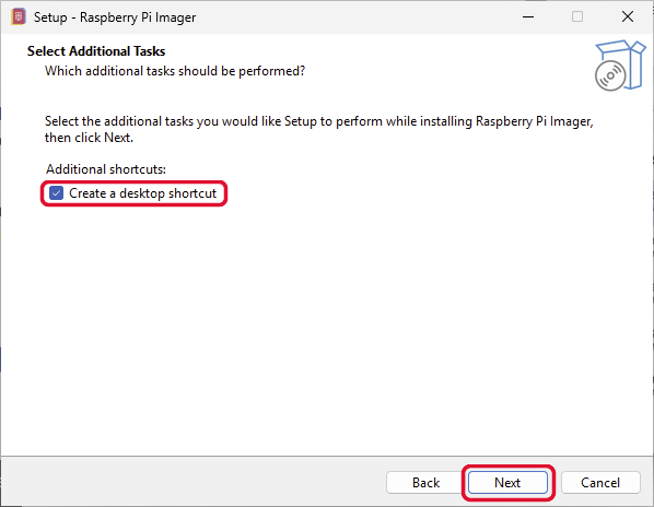 Create a desktop shortcut, ticked - Next